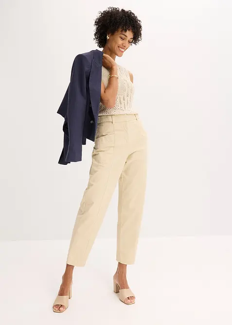 Pantalon en twill, fuselé, bonprix