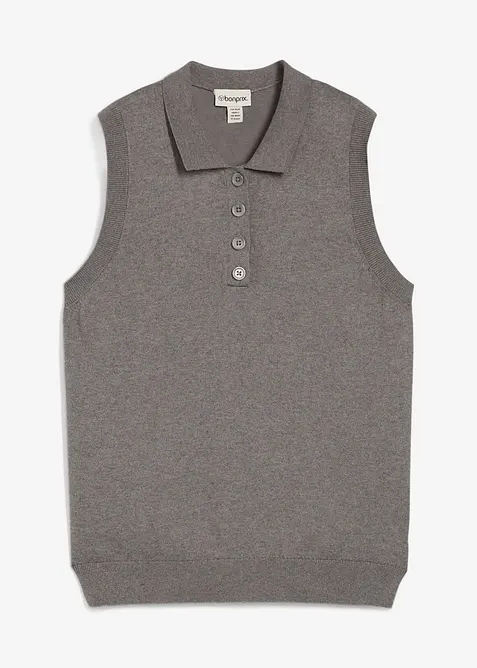 Feinstricktop mit Seidenanteil und Polokragen, bonprix