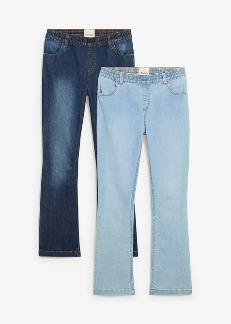 Lot de 2 jeans extensibles, taille mi haute, bonprix
