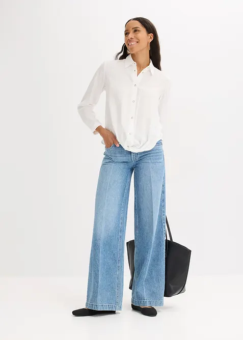 Bluse mit Wickel-Detail aus strukturiertem Material, bonprix