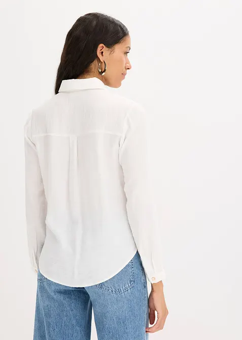 Bluse mit Wickel-Detail aus strukturiertem Material, bonprix