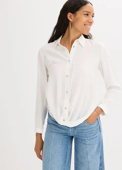 Bluse mit Wickel-Detail aus strukturiertem Material, bonprix