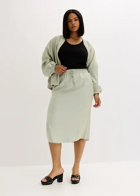 Midirock aus glänzendem Satin, bonprix