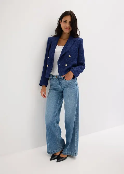 Blazer court en maille bouclette douce, bonprix