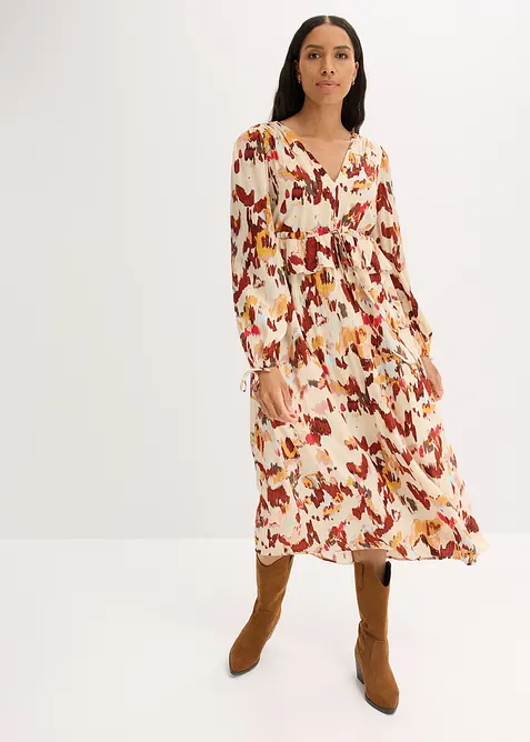 Robe midi imprimée avec lurex, bonprix