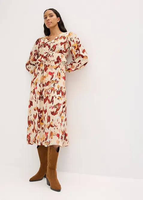 Robe midi imprimée avec lurex, bonprix