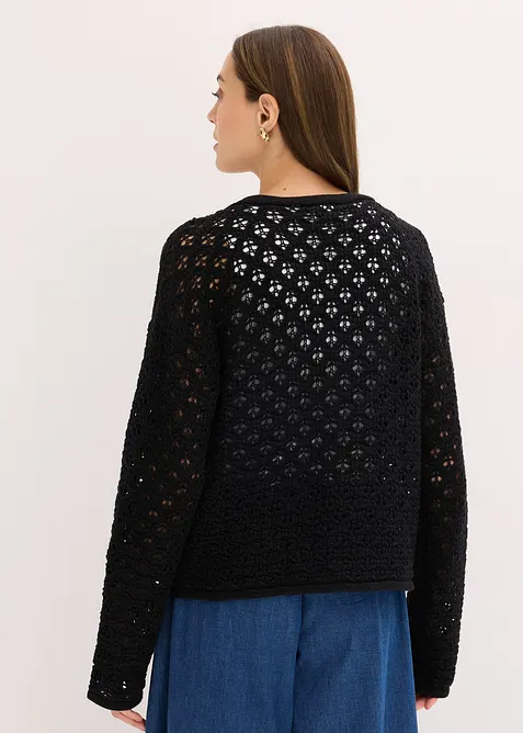 Gilet en maille ajour&eacute;e, bonprix