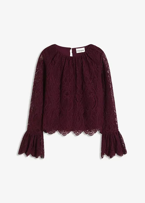 Blouse en dentelle avec volants, bonprix