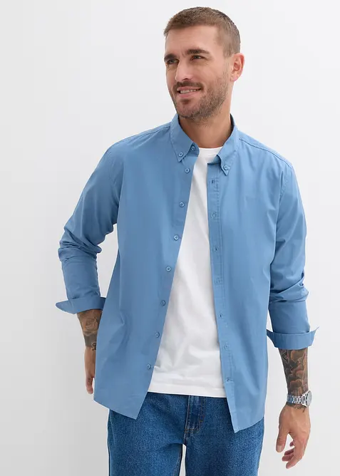 Chemise 100% coton avec applications coudes, bonprix