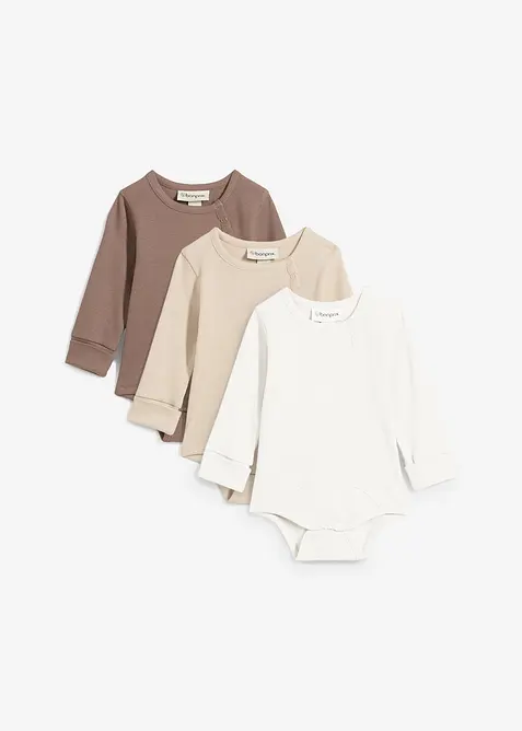 Langarmbody aus reiner Baumwolle zum Mitwachsen (3er Pack), bonprix