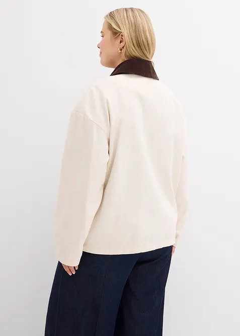 leichte Twill-Jacke mit Cordkragen, bonprix