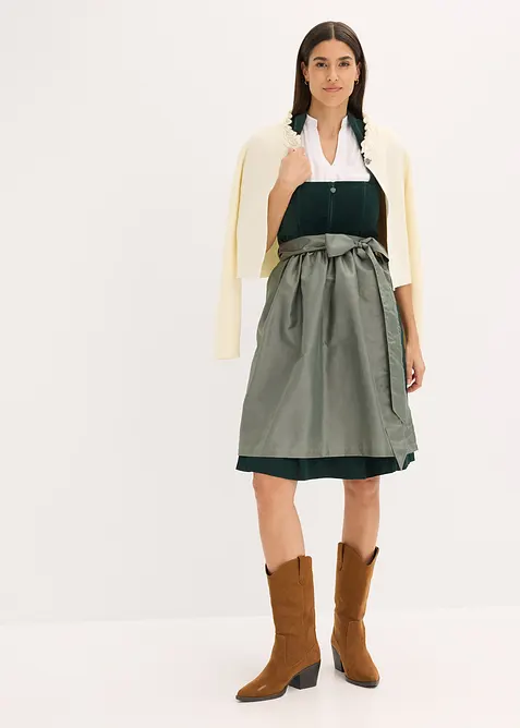 Dirndl avec corsage en velours et tablier en satin, bonprix