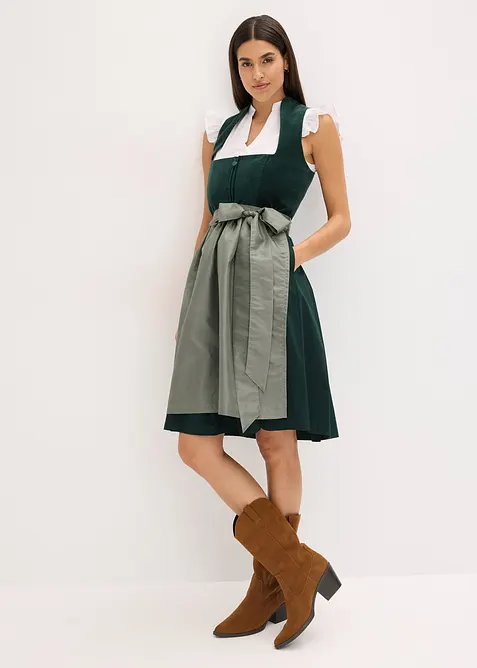Dirndl avec corsage en velours et tablier en satin, bonprix