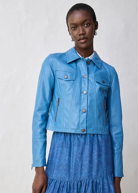 Veste en cuir nappa d’agneau, bonprix