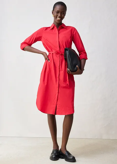 Hemdblusenkleid mit Seidenanteil, bonprix