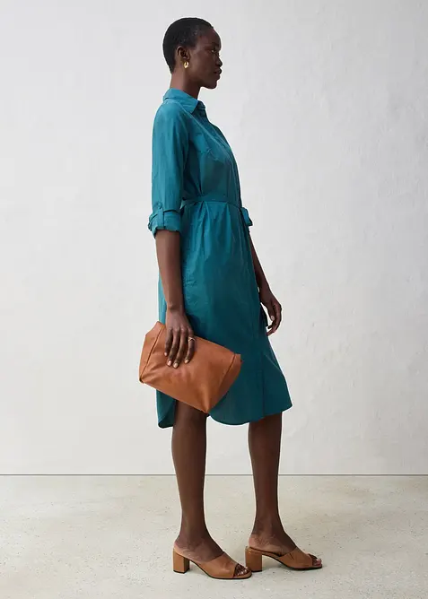 Hemdblusenkleid mit Seidenanteil, bonprix