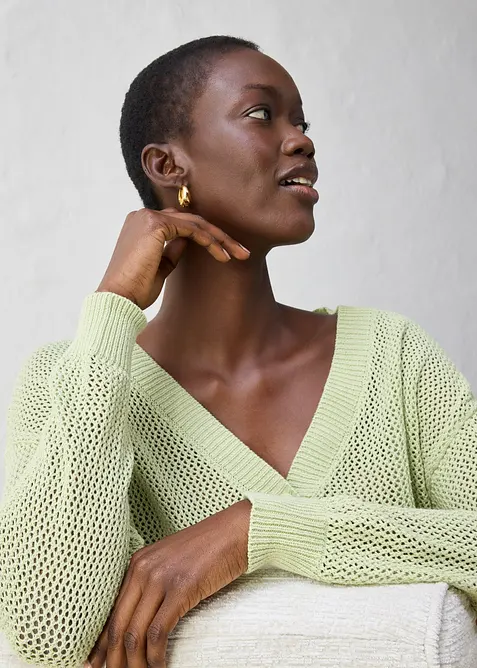 Gilet en maille ajourée, bonprix