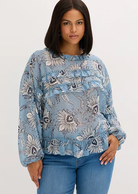 Blouse en mousseline à volants, bonprix