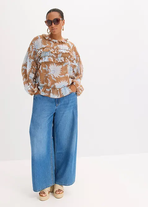 Blouse en mousseline &agrave; volants, bonprix