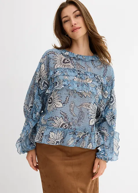 Blouse en mousseline à volants, bonprix