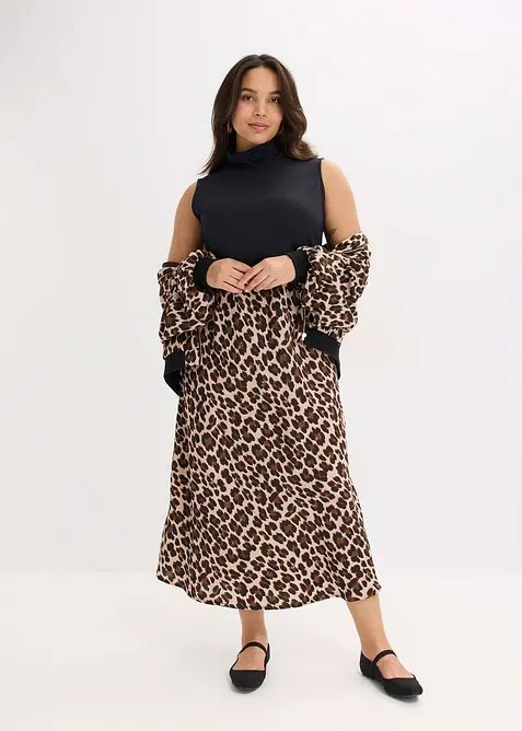 Midirock aus fließendem Satin, bonprix