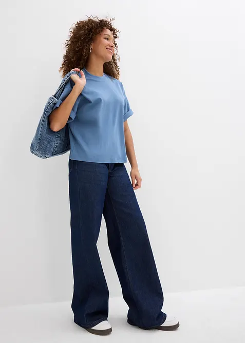 Kurzes Oversize-Shirt aus reiner schwerer Bio-Baumwolle, bonprix