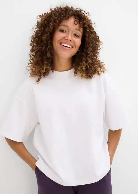 T-shirt court et oversize en pur coton épais, bonprix