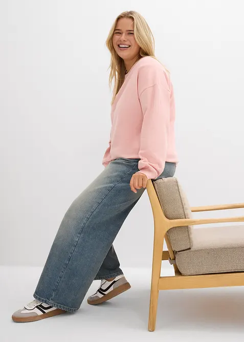 Sweatshirt mit Spitzenbesatz, bonprix