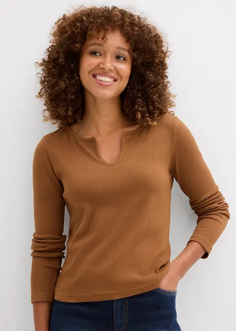 Kurzes Rippshirt mit reiner Bio-Baumwolle, bonprix