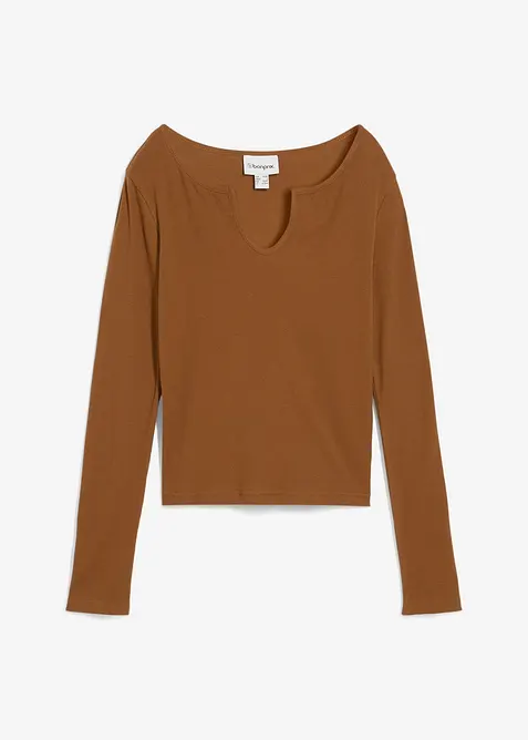 Kurzes Rippshirt mit reiner Bio-Baumwolle, bonprix