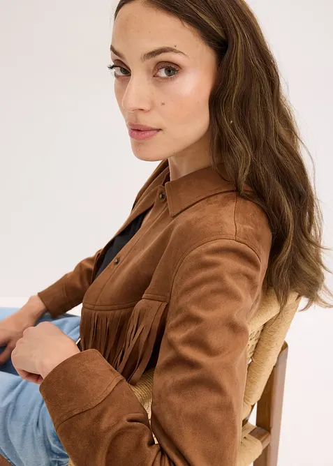 Fransen-Jacke in Wildleder-Optik, bonprix