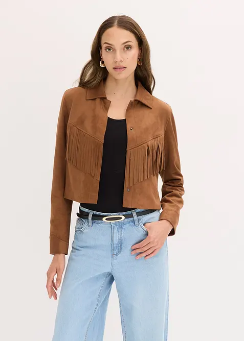 Fransen-Jacke in Wildleder-Optik, bonprix