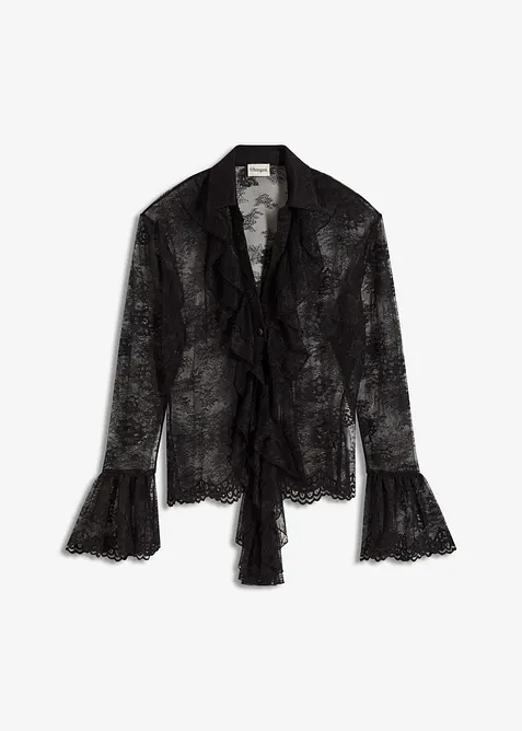 Transparente Bluse mit Spitze, bonprix