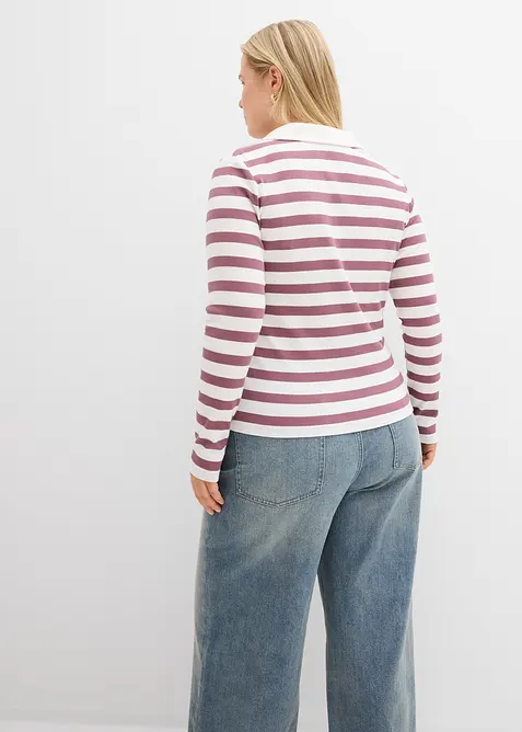 Langarm-Poloshirt aus Rippe, bonprix
