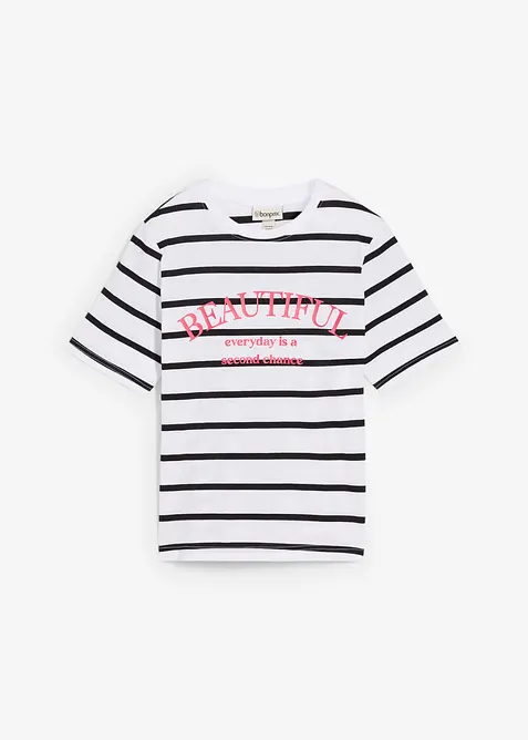 Gestreiftes T-Shirt aus reiner Baumwolle, bonprix