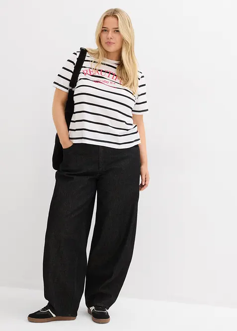 Gestreiftes T-Shirt aus reiner Baumwolle, bonprix