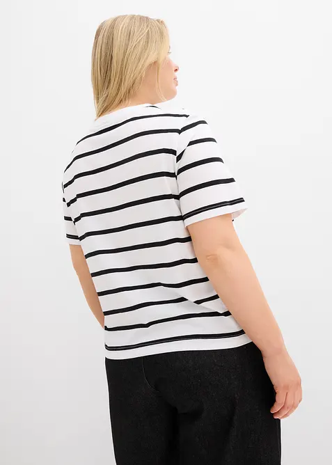 Gestreiftes T-Shirt aus reiner Baumwolle, bonprix