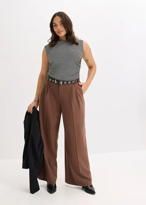 Pantalon fluide à pinces en viscose mélangée, bonprix
