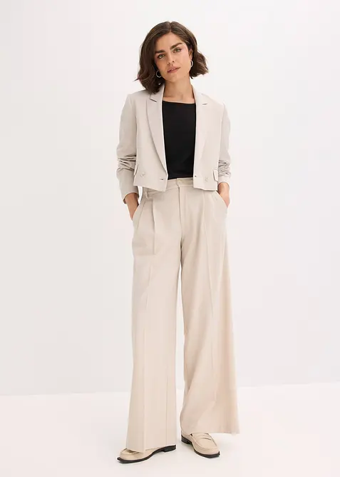 Pantalon fluide à pinces en viscose mélangée, bonprix