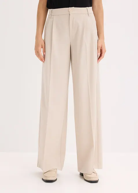 Pantalon fluide à pinces en viscose mélangée, bonprix