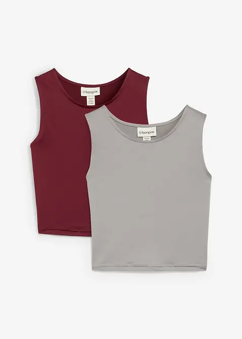 Lot de 2 crop tops ajustés, bonprix