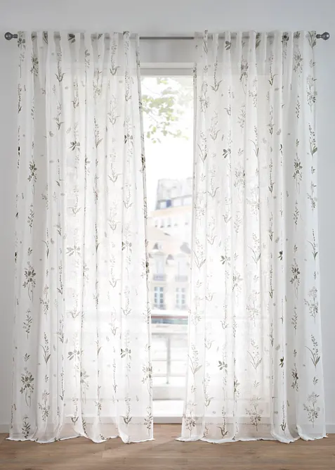 Gardine mit floralem Druck (1er Pack), bonprix