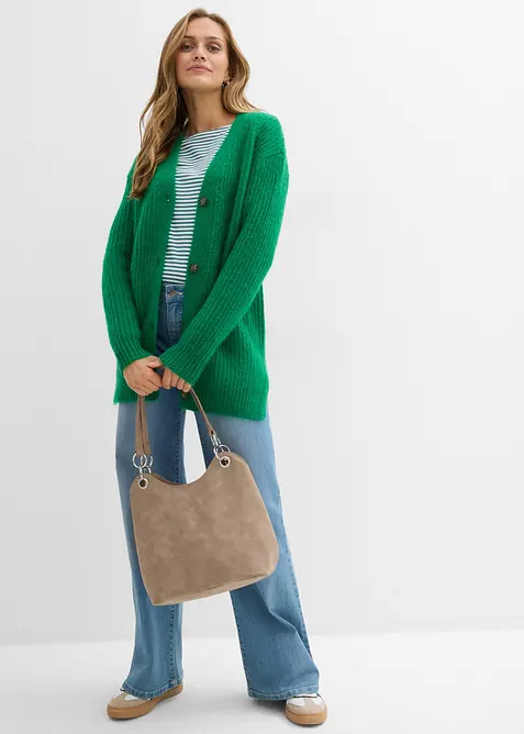 Grobstrickjacke aus weichem Wollmix, bonprix