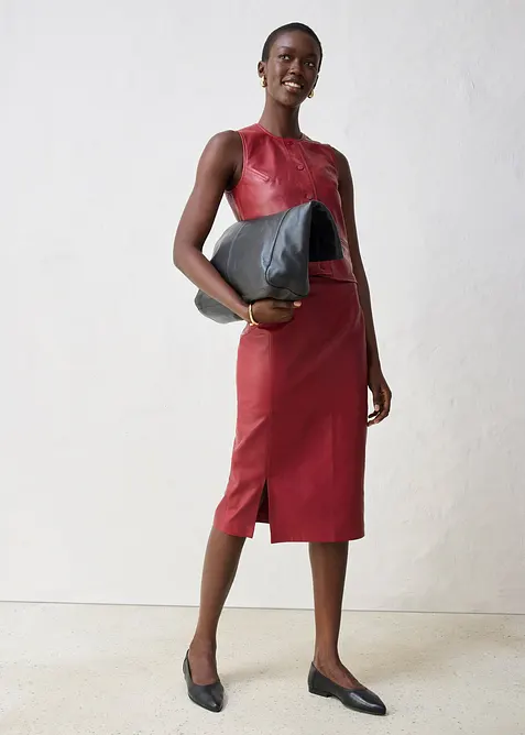 Gilet sans manches en cuir d’agneau nappa, bonprix