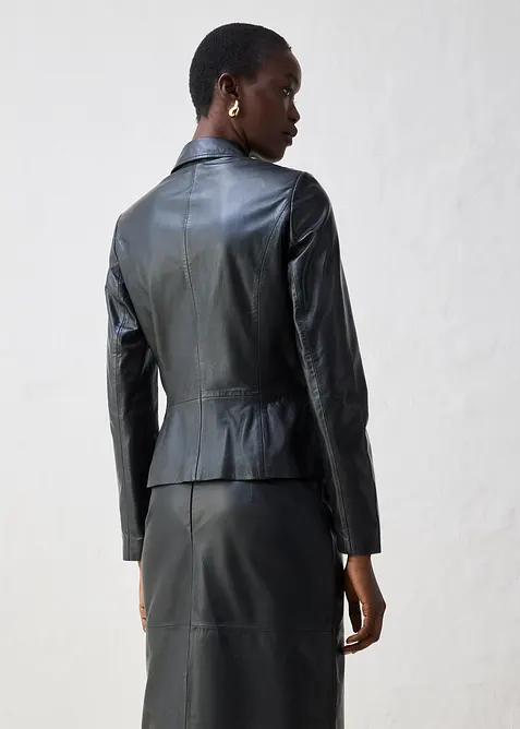 Blazer court en cuir d’agneau nappa, bonprix