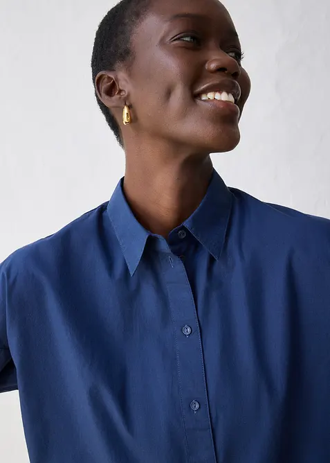 Kurze Oversize Bluse mit Seidenanteil, bonprix