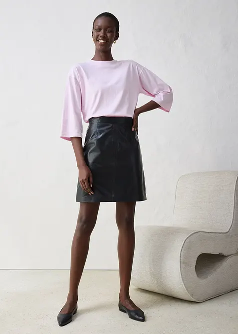 Trapezförmiges Shirt mit Seidenanteil, bonprix