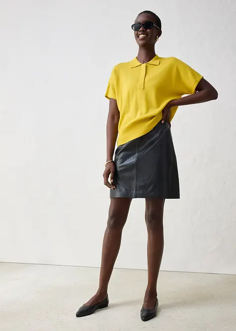 Feinstrickpullover mit Wollanteil und Polokragen, bonprix