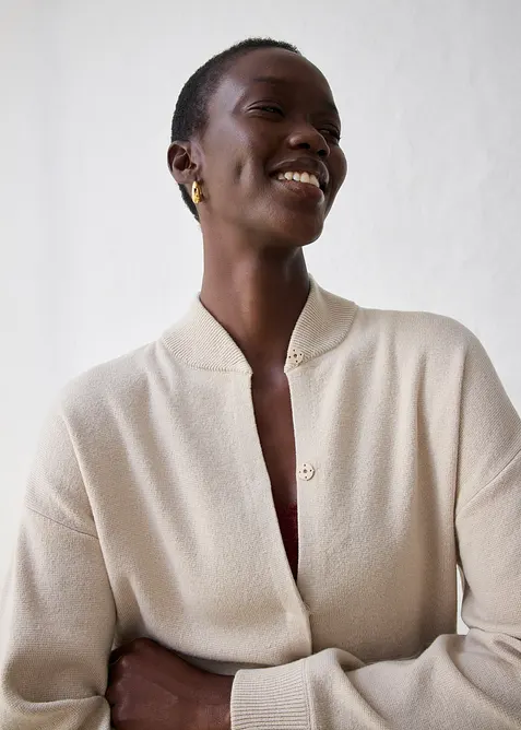 Gilet en maille oversize, laine m&eacute;rinos, bonprix