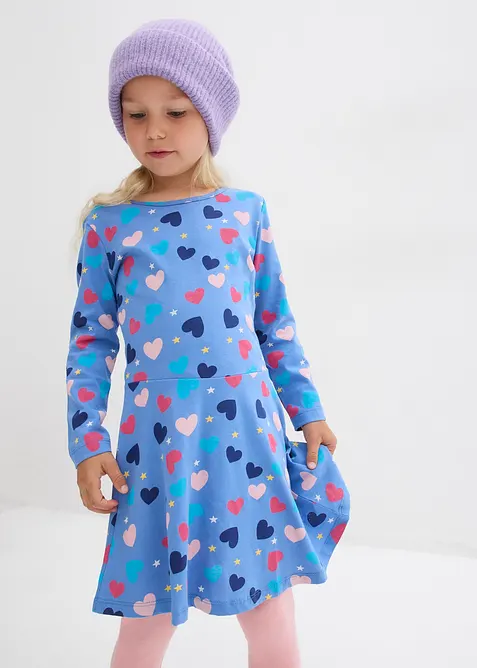 Robe fille à manches longues en jersey de coton, bonprix